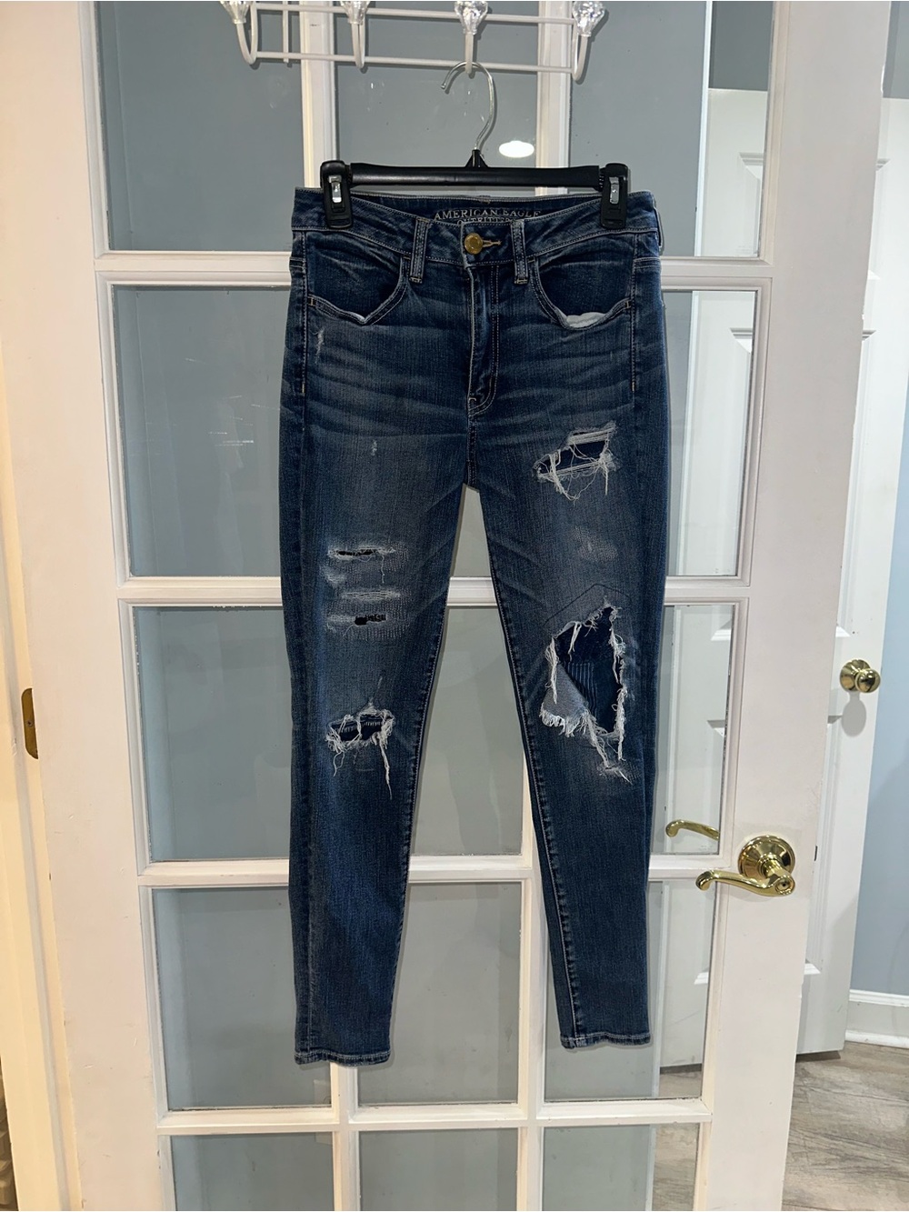 Women’s American Eagle Blue Jeans Hi Rise Jeggings Super Stretch Size 6 Regular